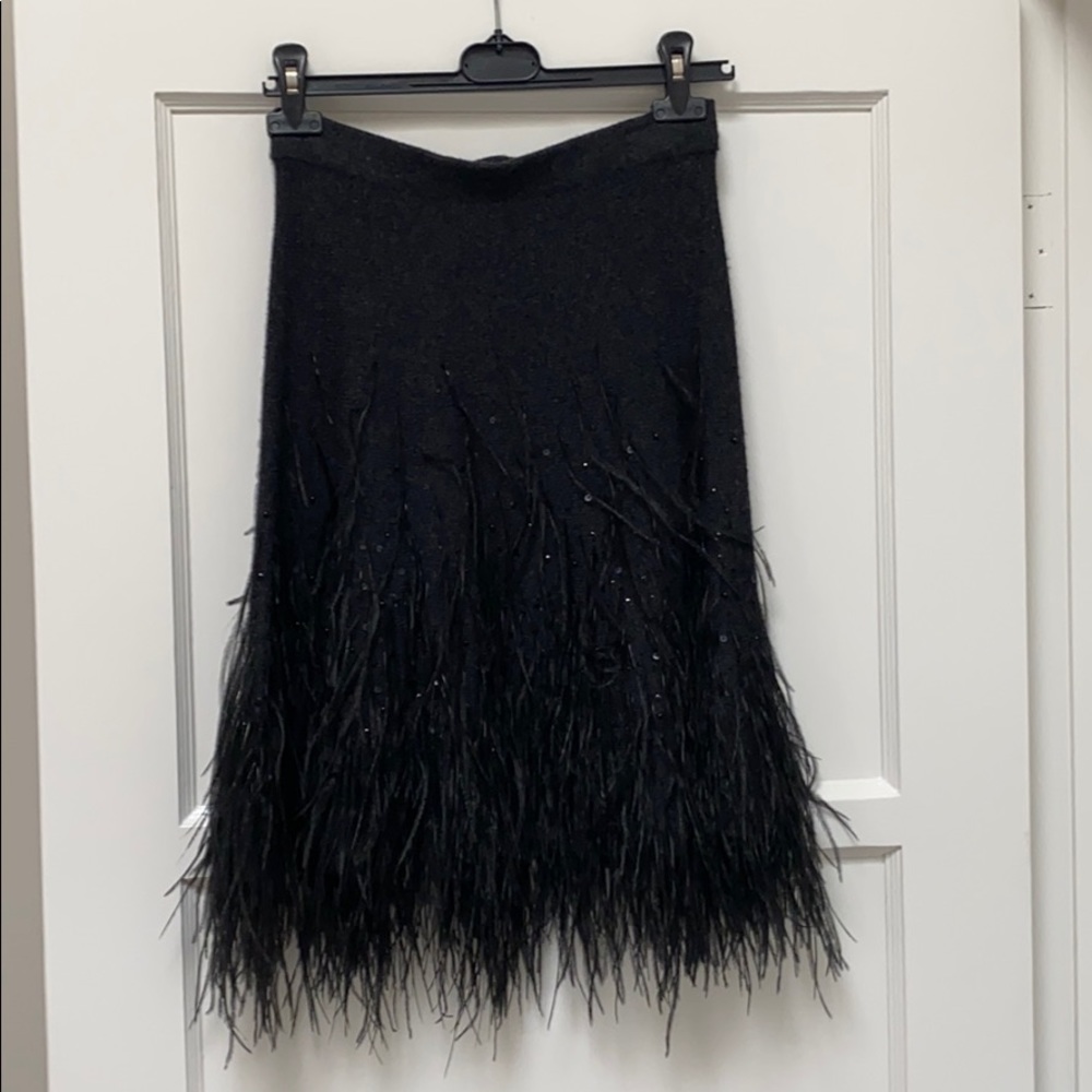 Michael Kors feather-embroidered cashmere skirt